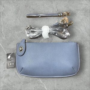 JOY SUSAN Dusty Baja Blue Vegan Leather Wallet Wristlet Crossbody Bag Purse